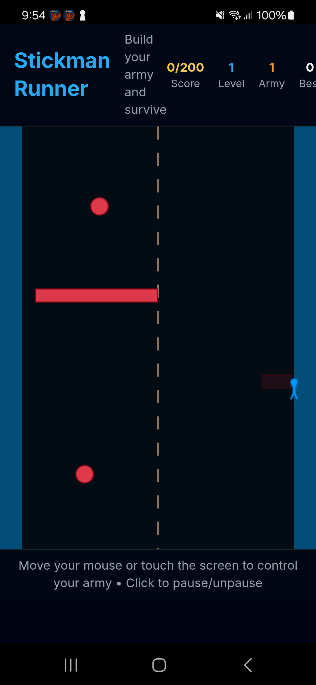 Stickman Rush — Start Screen