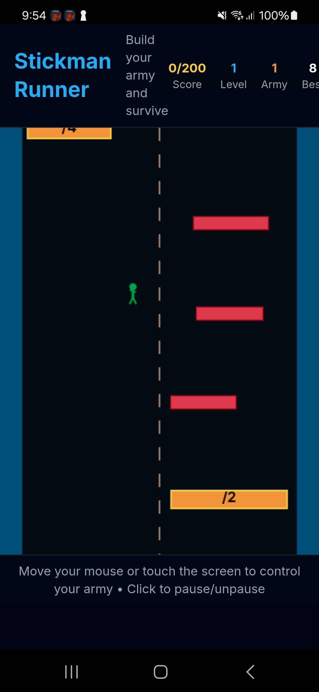 Stickman Rush — Dodging Obstacles